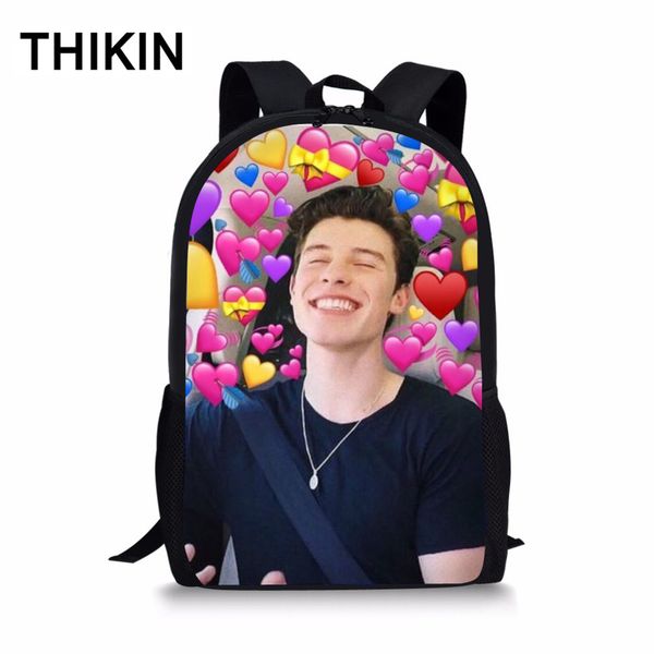 thikin songwriter mendes shawn print student school bags backpack for women's casual daypack kids bags custom children back pack