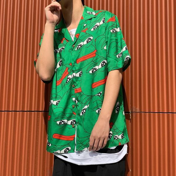 europe spring summer men cool usa green cartoon frog full print short sleeve shirt casual hip hop artistic shirt designer tee, White;black
europe spring summer men cool usa green cartoon frog full print short sleeve shirt casual hip hop artistic shirt designer tee, White;black