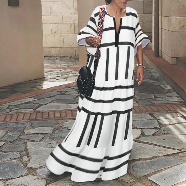 vonda v neck vintage dress women half sleeve bohemian maxi long dresses casual loose beach party vestidos femme robe 5xl, Black;pink
vonda v neck vintage dress women half sleeve bohemian maxi long dresses casual loose beach party vestidos femme robe 5xl, Black;pink