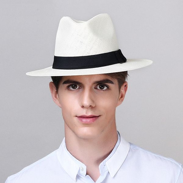 Summer traw jazz hat with bow band fa hion beach panama cap olid women men uv protection un hat
Summer traw jazz hat with bow band fa hion beach panama cap olid women men uv protection un hat