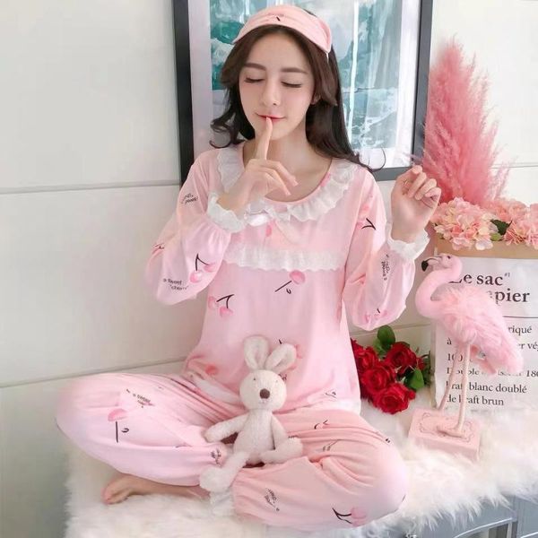 2020 spring sweet princess style thin long-sleeved pajamas women's pullover home service women clothes korean, Black;red
2020 spring sweet princess style thin long-sleeved pajamas women's pullover home service women clothes korean, Black;red