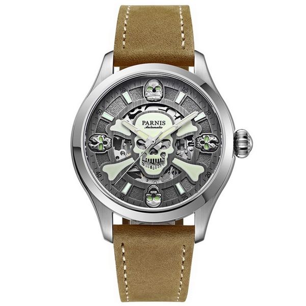 skull seriers mens punk style leather watchband fashion automatic self wind mechanical watch wrist watches, Slivery;brown
skull seriers mens punk style leather watchband fashion automatic self wind mechanical watch wrist watches, Slivery;brown