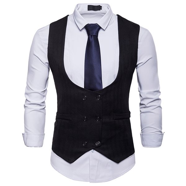 mens casual vest suit male fashion double-breasted design dress slim fit waistcoat formal business jacket sleevelss d90628, Black;white
mens casual vest suit male fashion double-breasted design dress slim fit waistcoat formal business jacket sleevelss d90628, Black;white