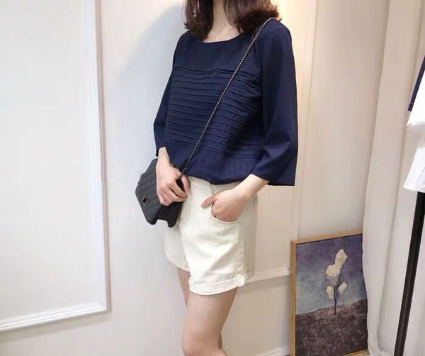 women shirt retro lazy casual early spring loose three quater sleeve shirt, White
women shirt retro lazy casual early spring loose three quater sleeve shirt, White