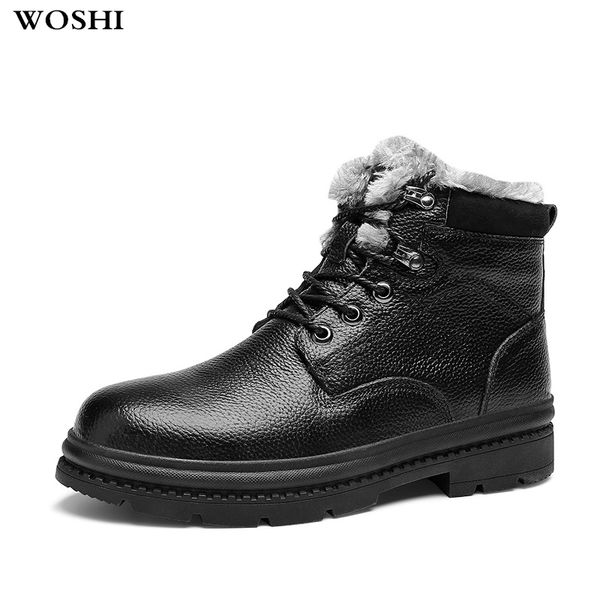 winter men's boots genuine leather plush warm leisure shoes outdoor british style round toe short plush ankle boots big size 48, Black
winter men's boots genuine leather plush warm leisure shoes outdoor british style round toe short plush ankle boots big size 48, Black