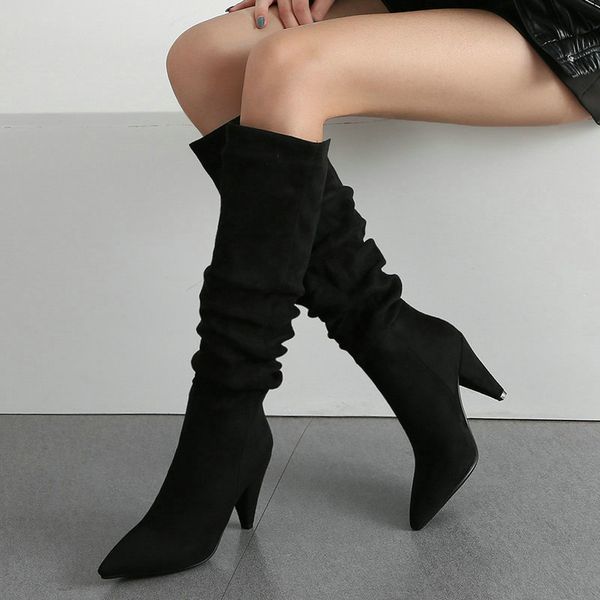 red brown black slouchy knee-high boots heels pointed toe ladies boots fashion suede knee high winter women shoes 2019
red brown black slouchy knee-high boots heels pointed toe ladies boots fashion suede knee high winter women shoes 2019