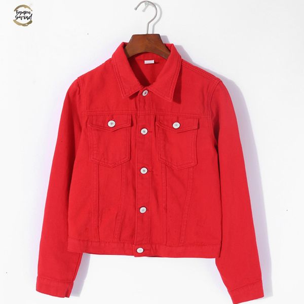 women basic coats summer autumn women denim jacket red pink black denim jacket female jeans coat casual girls outwear laides, Black;brown 
women basic coats summer autumn women denim jacket red pink black denim jacket female jeans coat casual girls outwear laides, Black;brown