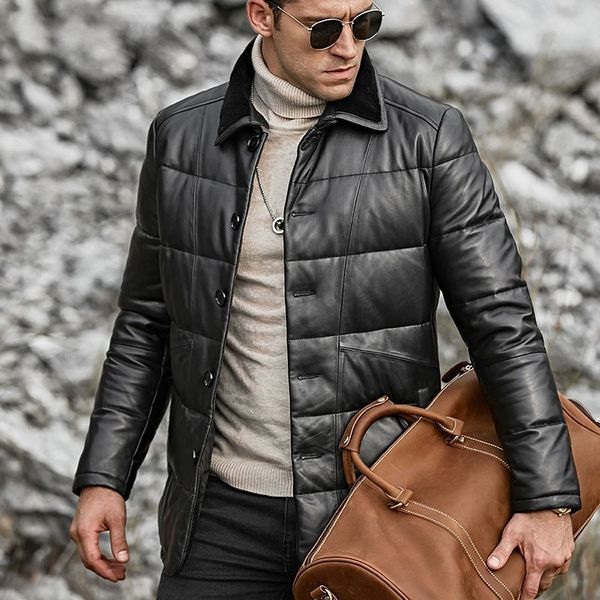 brand genuine leather mens lapel slim fit down coats winter warm long sleeve single breasted sheepskin jackets plus size 6xl, Black
brand genuine leather mens lapel slim fit down coats winter warm long sleeve single breasted sheepskin jackets plus size 6xl, Black
