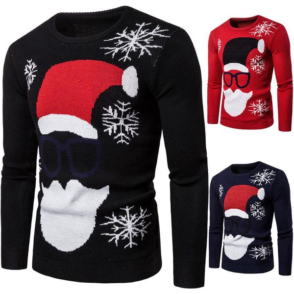 christmas sweater european size autumn winter santa claus printing casual knitwear, White;black
christmas sweater european size autumn winter santa claus printing casual knitwear, White;black