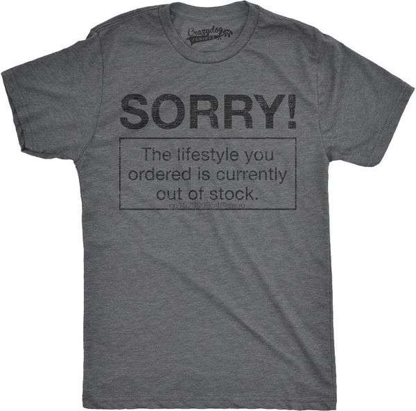 mens sorry lifestyle out of stock funny self mocking making fun t shirt gift print t-shirthip hop tee shirttees, White;black
mens sorry lifestyle out of stock funny self mocking making fun t shirt gift print t-shirthip hop tee shirttees, White;black