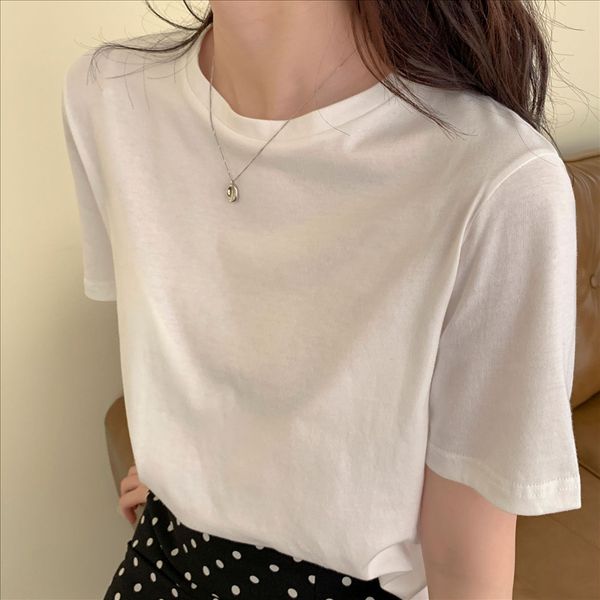 pure color simple round collar short-sleeved t- female 2020 candy shirt all-match candy color thin cotton base shirt, White
pure color simple round collar short-sleeved t- female 2020 candy shirt all-match candy color thin cotton base shirt, White