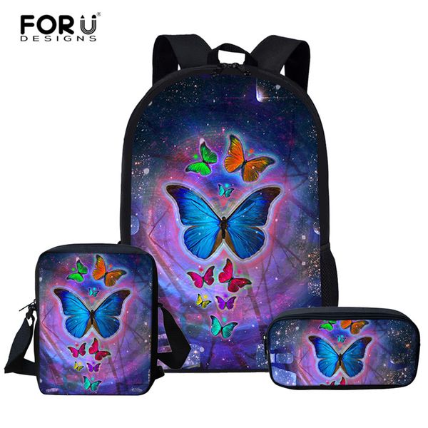 forudesigns 3pcs/set school bag set girl backpack custom butterfly schoolbags for teenage boys students bag back mochila
forudesigns 3pcs/set school bag set girl backpack custom butterfly schoolbags for teenage boys students bag back mochila