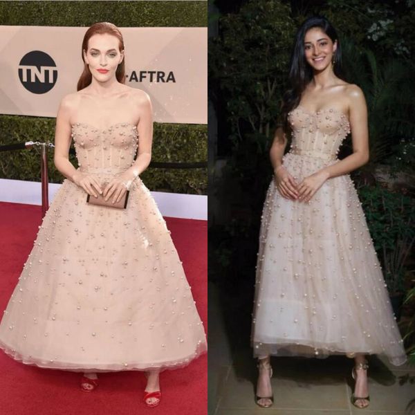 2019 nude prom dresses sweetheart luxury pearls tea length a line evening dress party wear custom made cocktail party gowns, Black
2019 nude prom dresses sweetheart luxury pearls tea length a line evening dress party wear custom made cocktail party gowns, Black