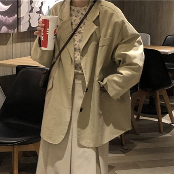korean style 2019 women oversize blazers and jackets casual plus size blazer feminina chic chaqueta mujer, White;black 
korean style 2019 women oversize blazers and jackets casual plus size blazer feminina chic chaqueta mujer, White;black