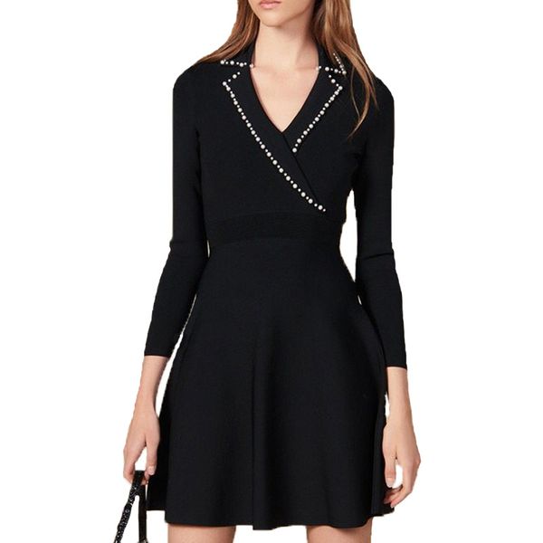 2019 fall sweater women casual knitted sweater dress black womens clothing long sleeve pullover women beading long sweaters, White;black
2019 fall sweater women casual knitted sweater dress black womens clothing long sleeve pullover women beading long sweaters, White;black