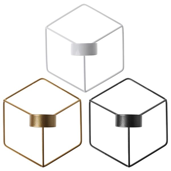 nordic style 3d geometric candlestick metal wall candle holder sconce home decor