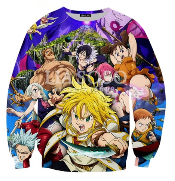 2019 new anime nanatsu no taizai the seven deadly sins sweatshirt 3d print clothing women men unisxe casual outerwear pullovers k379, Black
2019 new anime nanatsu no taizai the seven deadly sins sweatshirt 3d print clothing women men unisxe casual outerwear pullovers k379, Black