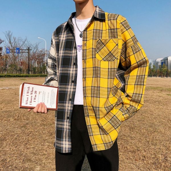 ewq / korean plaid shirts for men 2020 fashion patchwork long sleeve casual shirt hip hop streetwear man blouse big size 9a375, White;black
ewq / korean plaid shirts for men 2020 fashion patchwork long sleeve casual shirt hip hop streetwear man blouse big size 9a375, White;black