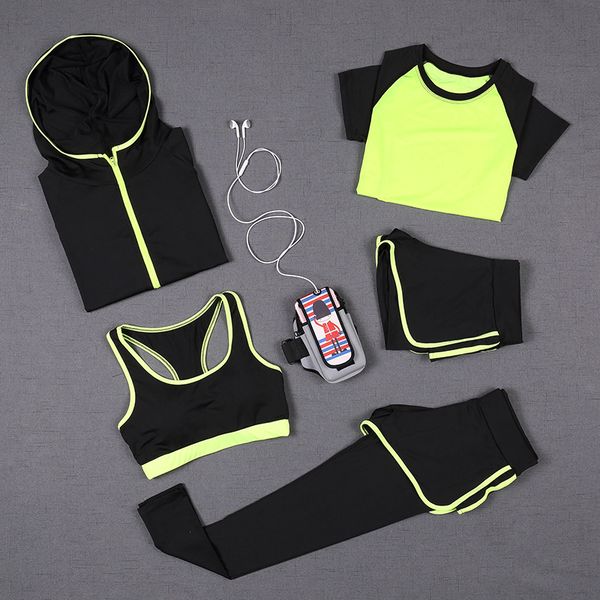 5 pcs women yoga set for running t-shirt sports bra vest fitness pants short sleeve shorts pant gym workout sports suit set, White;red
5 pcs women yoga set for running t-shirt sports bra vest fitness pants short sleeve shorts pant gym workout sports suit set, White;red