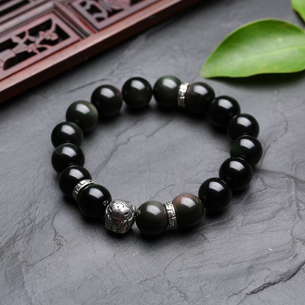 with certificate factory wholesale natural obsidian 925 silver brave couple jewelry mens womens bracelet, Black
with certificate factory wholesale natural obsidian 925 silver brave couple jewelry mens womens bracelet, Black