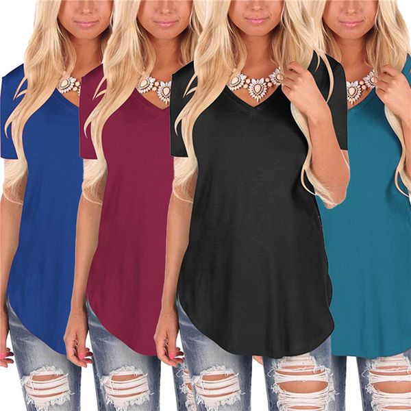 eur basic women short v-neck solid large size kintted loose short sleeves t shirt women clothes, White
eur basic women short v-neck solid large size kintted loose short sleeves t shirt women clothes, White