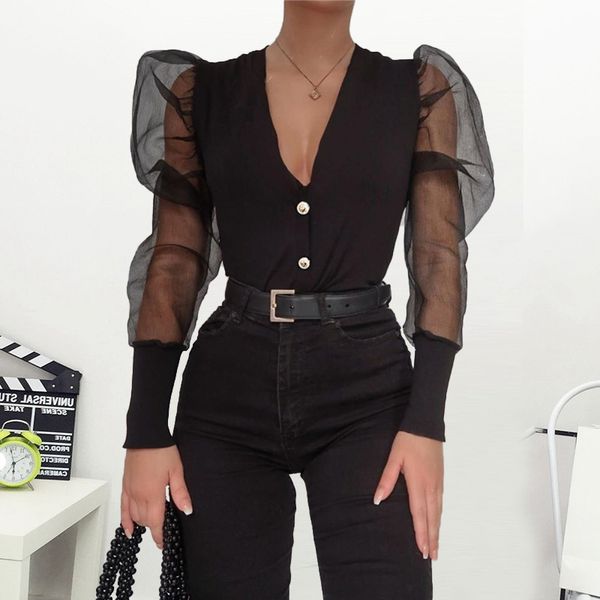 2020 new women long sleeve transparent shirt casual blouse mesh sheer shirt autumn women clothes v neck blouses, White
2020 new women long sleeve transparent shirt casual blouse mesh sheer shirt autumn women clothes v neck blouses, White
