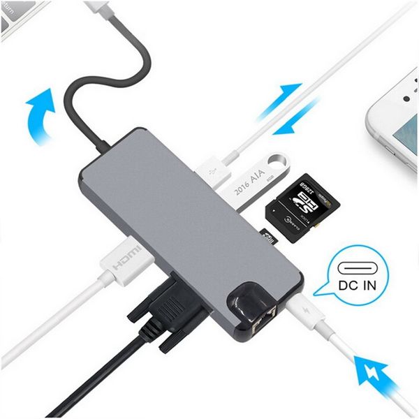 usb type c к hdmi vga gigabit ethernet lan rj45 адаптер для macbook air pro 2018 type-c usb-c card hub чтения карт usb 3.0 pd порт
usb type c к hdmi vga gigabit ethernet lan rj45 адаптер для macbook air pro 2018 type-c usb-c card hub чтения карт usb 3.0 pd порт