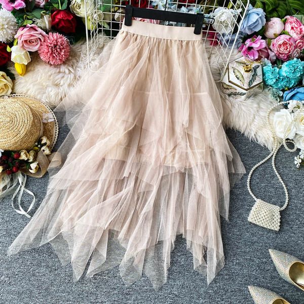 skirts mesh skirt female korean fashion high waist solid women's spring summer medium long section irregular, Black
skirts mesh skirt female korean fashion high waist solid women's spring summer medium long section irregular, Black