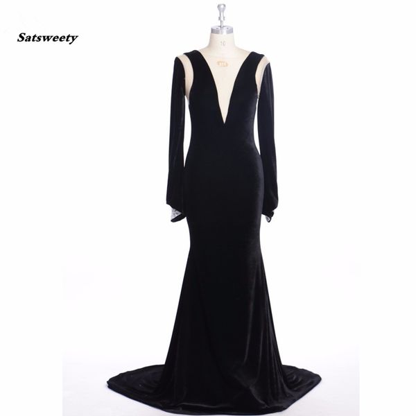 saudi arabia black velour long mermaid evening dresses flare full sleeves vintage evening gowns v-neck abendkleider, Black;red
saudi arabia black velour long mermaid evening dresses flare full sleeves vintage evening gowns v-neck abendkleider, Black;red