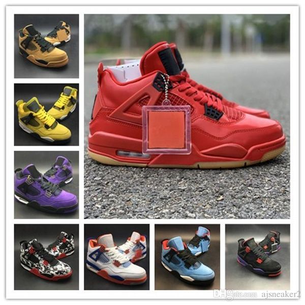 Top Quality 4 4s Singles Day Basketball Shoes Tattoo 4 LS Lightning Travis 4 Scott Raptors NRG Red Purple Yellow Designer Running Shoes
