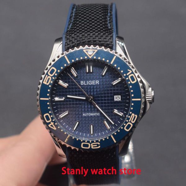 bliger 41mm blue dial luminous marks ceramic bezel date miyota automatic movement mechanical men's wrist watch, Slivery;brown
bliger 41mm blue dial luminous marks ceramic bezel date miyota automatic movement mechanical men's wrist watch, Slivery;brown
