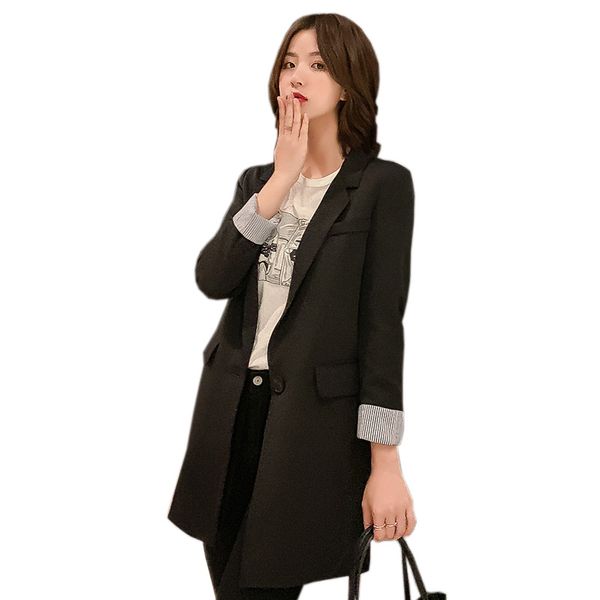 women blazer autumn new korean slim joker small suit jacket ladies long button suit tweed blazer, White;black
women blazer autumn new korean slim joker small suit jacket ladies long button suit tweed blazer, White;black