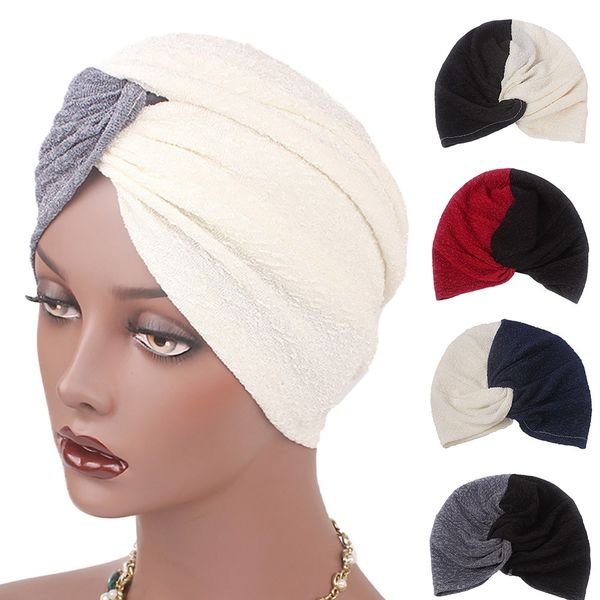 women panelled muslim hat stretch retro turban hat head scarf wrap cap winter hats for women, Blue;gray
women panelled muslim hat stretch retro turban hat head scarf wrap cap winter hats for women, Blue;gray