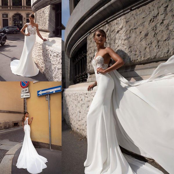 julie vino mermaid wedding dresses one shoulder applique satin with wraps wedding dress sweep train vestidos de novia, White
julie vino mermaid wedding dresses one shoulder applique satin with wraps wedding dress sweep train vestidos de novia, White