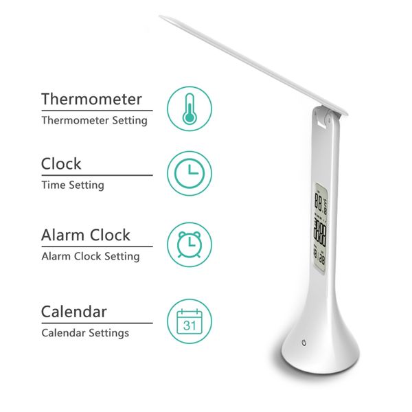 led desk lamp foldable dimmable touch-type table lamp with calendar temperature alarm clock table light night lights
led desk lamp foldable dimmable touch-type table lamp with calendar temperature alarm clock table light night lights