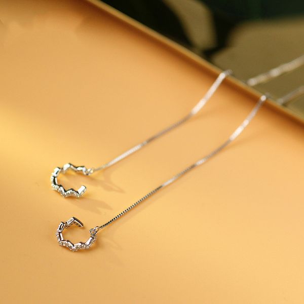 925 sterling silver wavy half circle ear line chain drop dangle earrings for women long dangler female trendy tassel jewellery, Golden
925 sterling silver wavy half circle ear line chain drop dangle earrings for women long dangler female trendy tassel jewellery, Golden