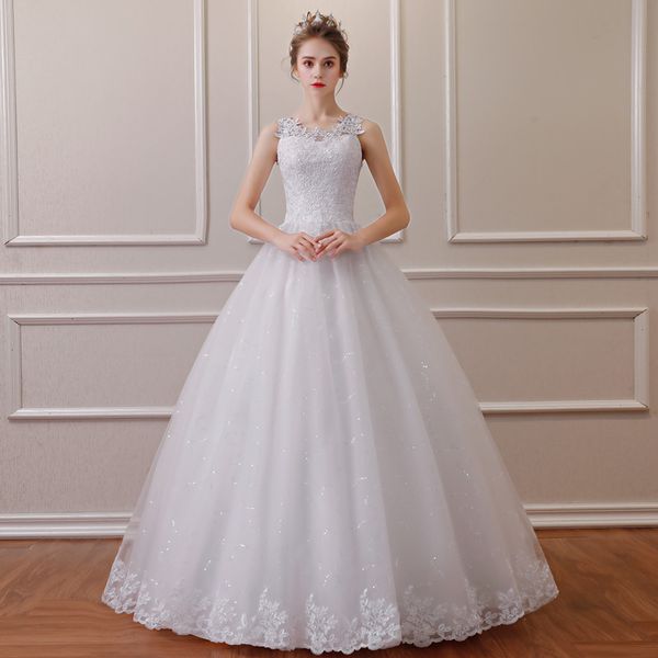 scoop neck tulle ball gown wedding dress with lace appliques romantic bride dresses lace up vestidos de novia, White
scoop neck tulle ball gown wedding dress with lace appliques romantic bride dresses lace up vestidos de novia, White