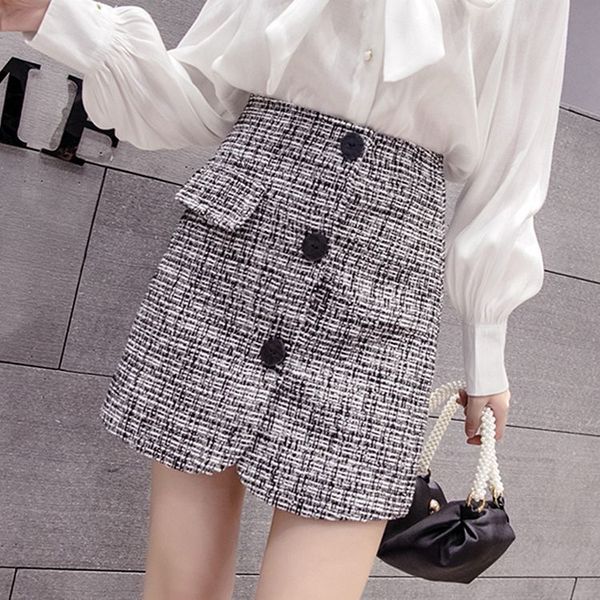 korea style autumn winter elegant warm woolen mini skirt solid color office lady casual hight waist slim buttons skirt for women, Black
korea style autumn winter elegant warm woolen mini skirt solid color office lady casual hight waist slim buttons skirt for women, Black