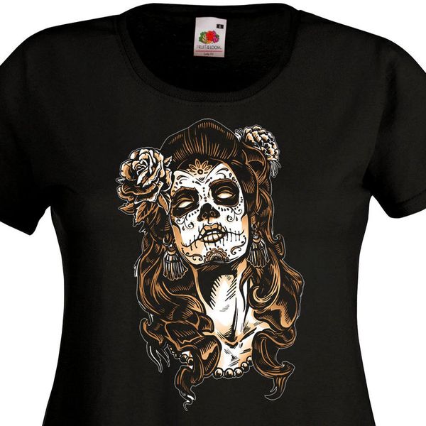 women's tee t shirt femme catrina mexique tattoo maquillage santa muerte pin up tete de mort anime, White;black
women's tee t shirt femme catrina mexique tattoo maquillage santa muerte pin up tete de mort anime, White;black