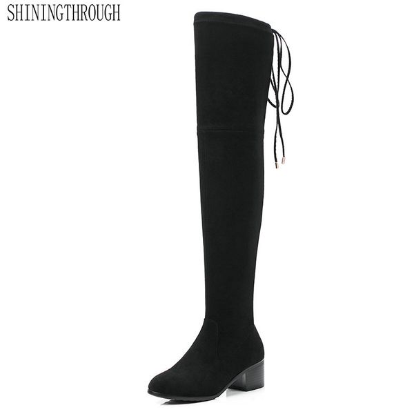 2020 women shoes over the knee high boots round toe autumn winter shoes women high heels flock boots size 34-43, Black
2020 women shoes over the knee high boots round toe autumn winter shoes women high heels flock boots size 34-43, Black