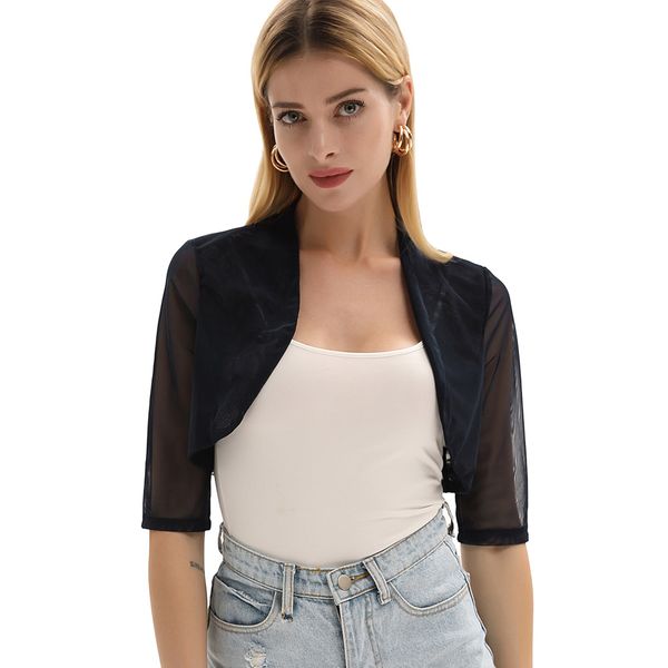kimono bolero comfy half sleeve cropped cardigan causal open front stretchy see through mesh women, Black;brown
kimono bolero comfy half sleeve cropped cardigan causal open front stretchy see through mesh women, Black;brown
