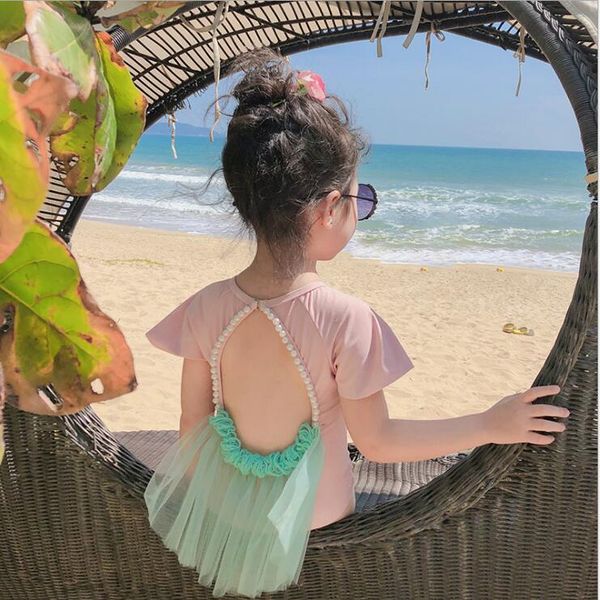 retail 2020 children summer fashion back hole beading mesh swimwear dress princess sweet swimwear 2-6t, White 
retail 2020 children summer fashion back hole beading mesh swimwear dress princess sweet swimwear 2-6t, White