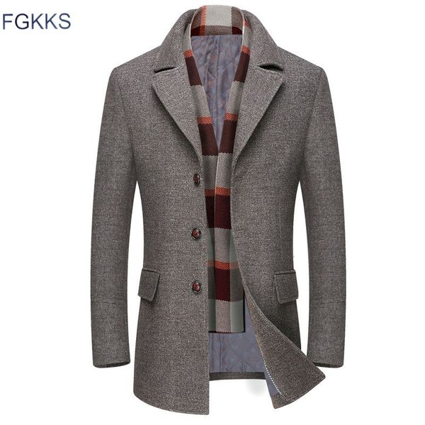 fgkks men winter wool coat men's casual warm thick solid color simple wool blends woolen pea coat male trench overcoat, Black
fgkks men winter wool coat men's casual warm thick solid color simple wool blends woolen pea coat male trench overcoat, Black