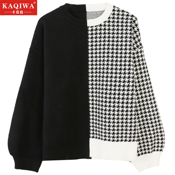 2020 autumn and winter new female star same sweater net red black and white color matching pullover knitted top, White;black
2020 autumn and winter new female star same sweater net red black and white color matching pullover knitted top, White;black