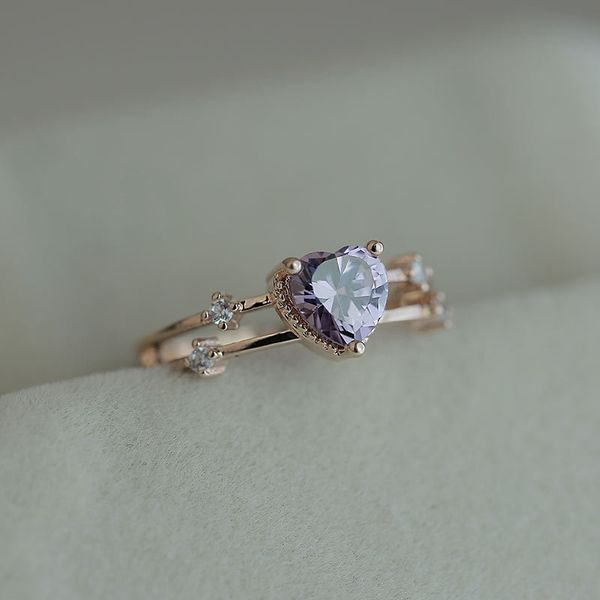 simple rose gold color purple heart zircon finger rings elegant girls anniversary jewelry wedding engagement ring for women, Golden;silver
simple rose gold color purple heart zircon finger rings elegant girls anniversary jewelry wedding engagement ring for women, Golden;silver