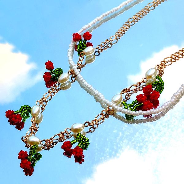 bylia jewel new fashion red cherry fruit pendant necklace for women beads handmade choker necklace sweet girl gift korea jewelry, Silver
bylia jewel new fashion red cherry fruit pendant necklace for women beads handmade choker necklace sweet girl gift korea jewelry, Silver