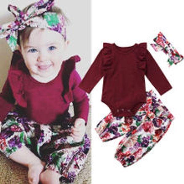 2019 princess girl clothes set fly sleeve romper +floral pants +headband clothes autumn wear 0-18m, White
2019 princess girl clothes set fly sleeve romper +floral pants +headband clothes autumn wear 0-18m, White