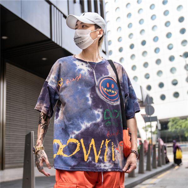 usa men t shirt smile print hip hop streetwear cotton tie-dye restoring ancient ways clothing, White;black
usa men t shirt smile print hip hop streetwear cotton tie-dye restoring ancient ways clothing, White;black