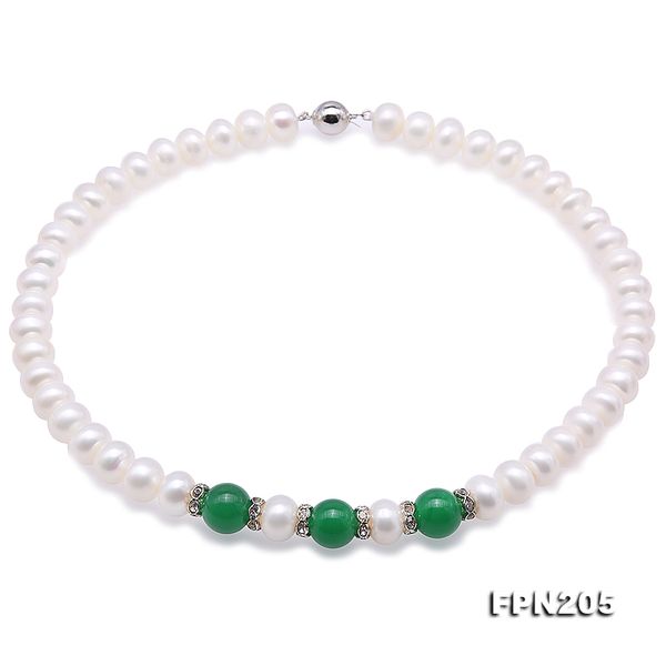 natural white freshwater pearl necklace 45cm 8-9mm near round shape green jades necklace perfect all match gift for women, Silver
natural white freshwater pearl necklace 45cm 8-9mm near round shape green jades necklace perfect all match gift for women, Silver
