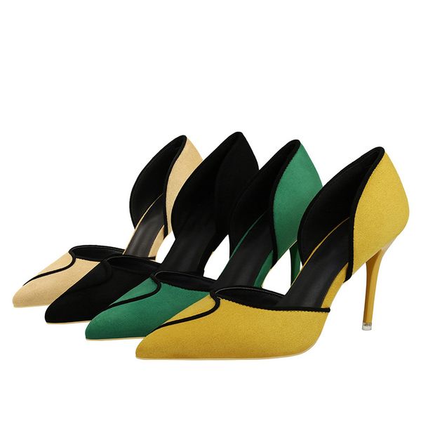 women pumps elegant high heels fashion woman shoes ladies flock pointed toe mixed color female party shoes women's sandals, Black
women pumps elegant high heels fashion woman shoes ladies flock pointed toe mixed color female party shoes women's sandals, Black